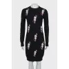 Bodycon dress in black with print