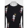 Bodycon dress in black with print