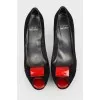 Black Suede Pumps with Red Heel