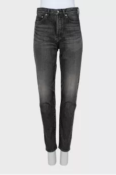 Grey tapered fit jeans