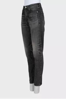 Grey tapered fit jeans