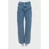 Wide jeans with textile belt