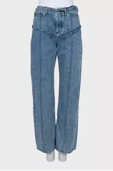Wide jeans with textile belt