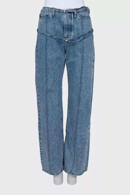 Wide jeans with textile belt