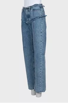 Wide jeans with textile belt