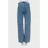 Wide jeans with textile belt