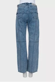 Wide jeans with textile belt