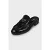 Black leather mules