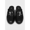 Black leather mules