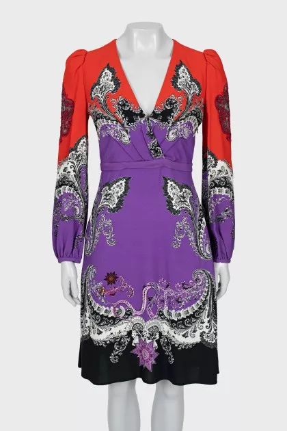 Combined dress in print