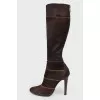 Striped suede boots