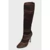 Striped suede boots