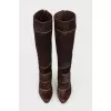 Striped suede boots
