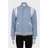 Blue wool bomber jacket