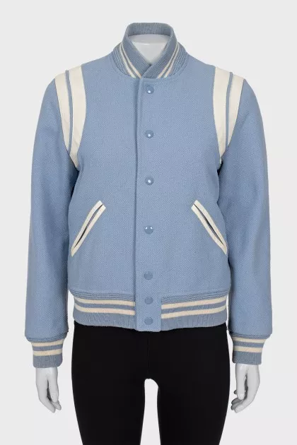 Blue wool bomber jacket