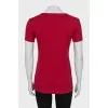 Red T-shirt with branded print