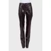 Purple eco-leather trousers