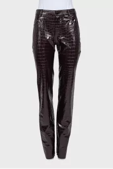 Purple eco-leather trousers