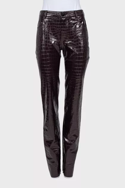 Purple eco-leather trousers