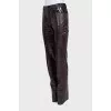 Purple eco-leather trousers