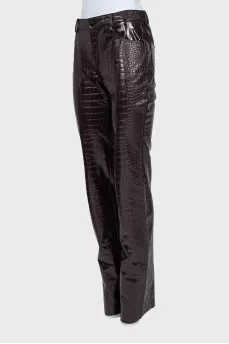 Purple eco-leather trousers