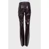 Purple eco-leather trousers