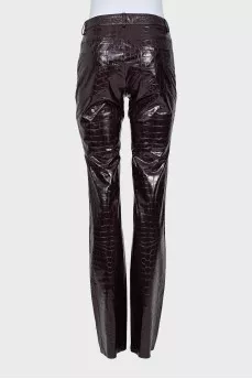Purple eco-leather trousers
