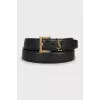 Leather belt with gold logo