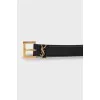 Leather belt with gold logo
