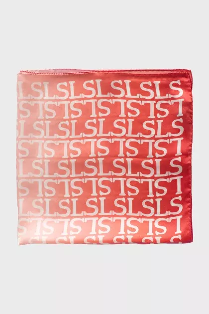 Monogrammed silk scarf with tag