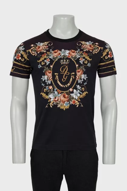 Men's Blue T-Shirt with Branded Print