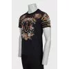 Men's Blue T-Shirt with Branded Print