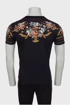Men's Blue T-Shirt with Branded Print