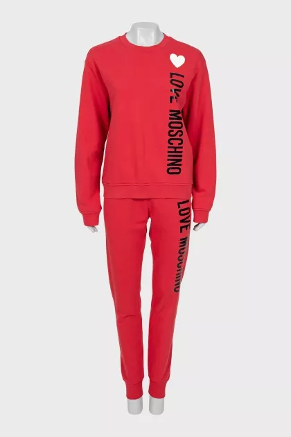 Red sports suit with print