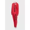Red sports suit with print