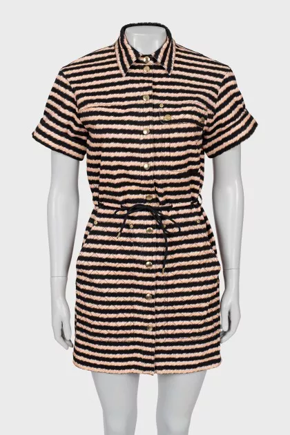 Fitted striped dress with buttons