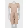 Beige dress with short sleeves