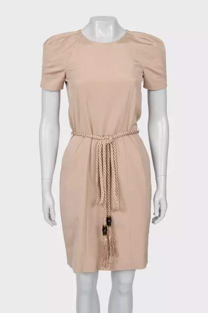 Beige dress with short sleeves
