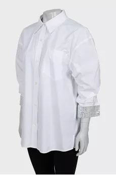 White shirt with rhinestones on cuffs