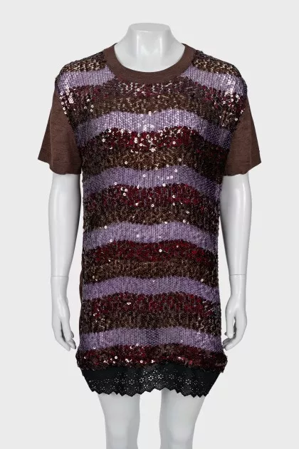 Straight dress with sequins