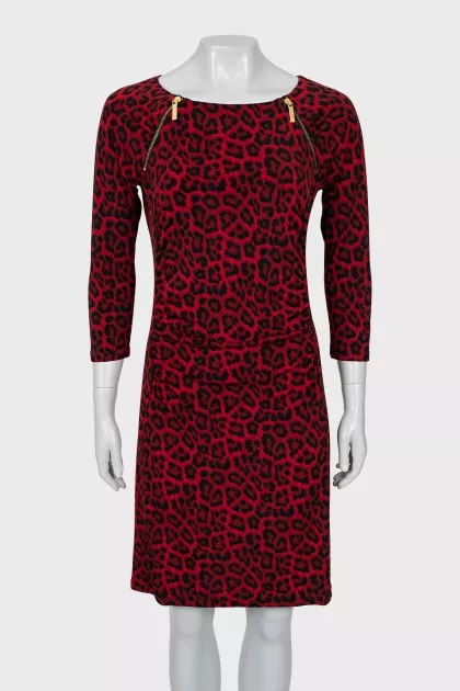 Red dress with animal print