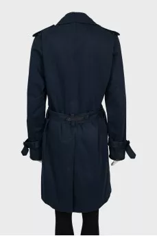 Single-breasted blue raincoat
