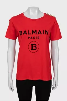 Red T-shirt with velour print