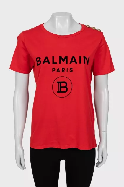 Red T-shirt with velour print