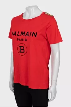 Red T-shirt with velour print