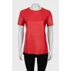 Leather T-shirt with side slits