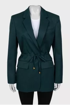 Wool jacket with thin belt
