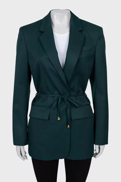 Wool jacket with thin belt