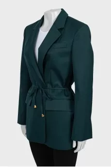 Wool jacket with thin belt