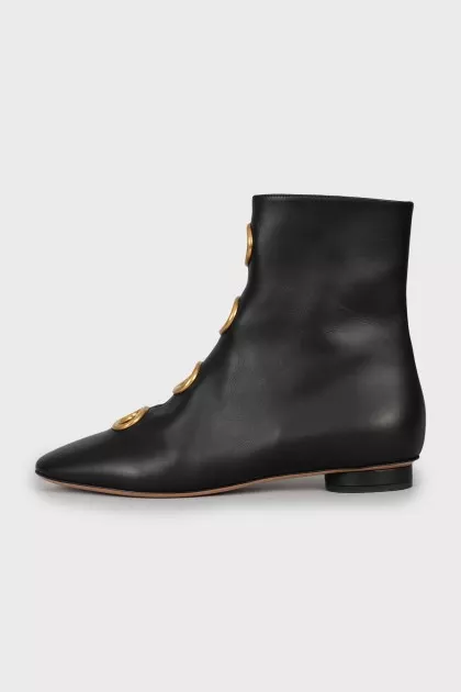 Leather boots with gold decor